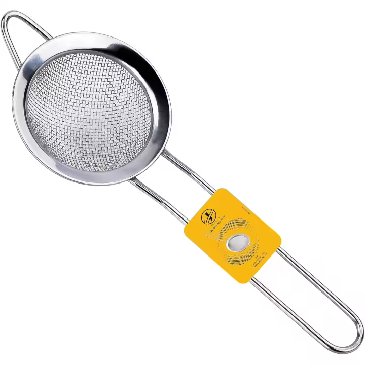 Colador de té pequeño - 8 cm Paquete de 1 - Tamiz de metal de acero inoxidable, colador de malla fina | Tamiz de cocina de malla fina, tamiz para cocinar, tamiz de harina para Baki - 1