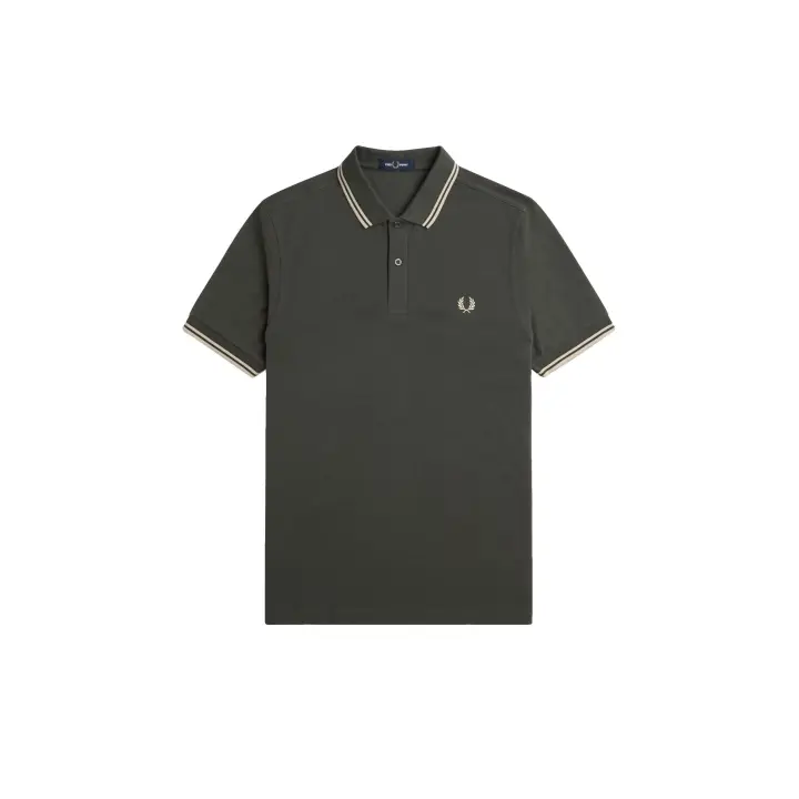Fred Perry Slim Fit Twin Tipped Polo Field Green / Oatmeal / Oatmeal - 1
