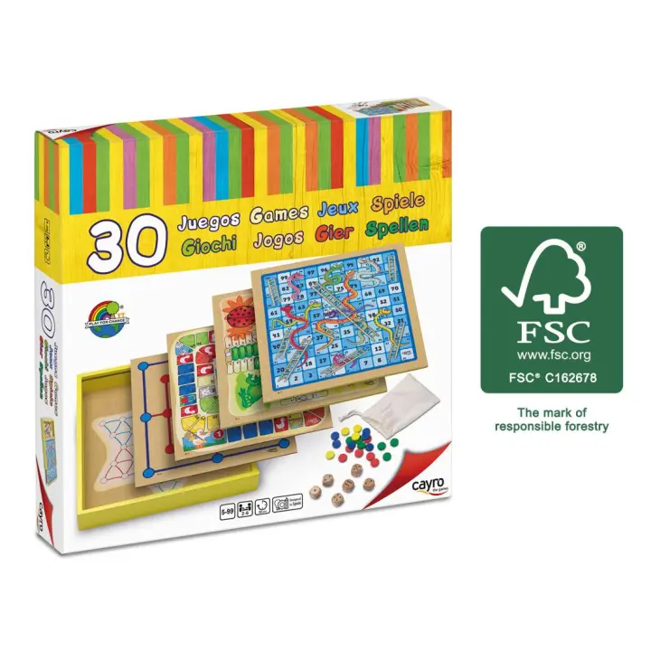 Juegos de Mesa de Madera - 30 Juegos Cayro - Caja de Madera para Divertidos Momentos de Juego - 1