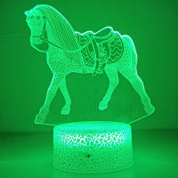 Lámpara De Noche LED 3D Ilusión Caballo Para Dormitorio Decoración De Luces De Navidad Regalos Para Niños Luz De Mesa Infantil - details 3