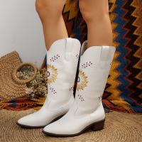 SP Botas de Vaquero occidentales fronteradas para Mujer, Nuevo, de gran tamaño, puntipped punctiaguda, BOTAS Altas hasta la rodilla y Tacón Grueso, BOTAS de Caballero Altas. - details 2