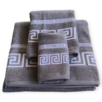 Juegos Toallas de baño algodón Portugués 500g de alta calidad set 3 - Simon en Gris Oscuro gruesas y duraderas | Mercatienda.es - details 0