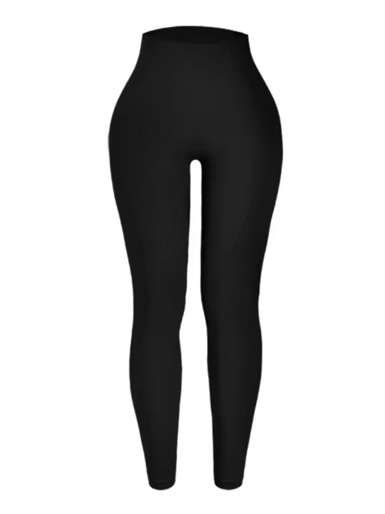 Pantalones De Yoga Ribbed Para Mujer High Waisted Leggings Deporte Gimnasio Fitness Control Abdominal Tallas Verdaderas Tights De Entrenamiento Sin Costuras - 1
