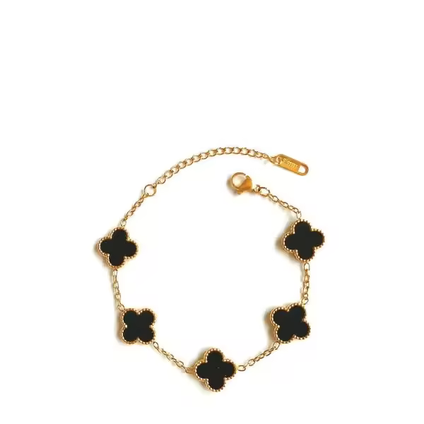 Pulsera chapada en oro de 18 quilates con trébol de oro para mujer, pulseras de la suerte de cuatro hojas, joyería de moda, regalos de cumpleaños para mujeres - 1