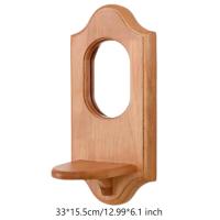 Espejo De Pared Con Marco De Madera Y Sconce Arte De Pared Rustico 33x15.5cm Accesorios Para Entrada Instalación Fácil Versátil Para Sala De Estar Decoración Para Dormitorio Baño Estilo Rústico Farmhouse - details 5