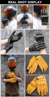 Guantes De Motocicleta De Cuero Vintage 2024 Para Hombres Negro Antifalla Moto Cross Motocarrilera Táctil M-XXL Protección Completa - details 13