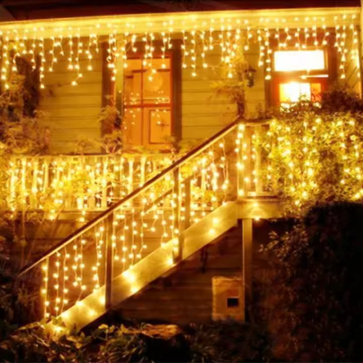 Luces De Navidad LED De Garland 4M AC 220V Cadena De Icicles Para Exterior Decoración De Jardín Y Calle Luz De Fiesta Caliente Blanca - 1