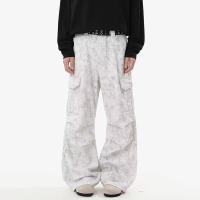 Pantalones De Mezclilla Casuales Para Hombre Con Diseño De Dobladillo Ancho Y Múltiples Bolsillos Jeans De Moda Con Cierre De Cremallera Y Estilo Callejero Diario - details 9