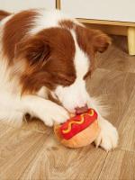 Juguete De Masticar Duradero Para Perros Diseño De Hot Dog Juguete De Peluche Suave Para Masticar Y Rascarse Interactivo Para Mascotas - details 0