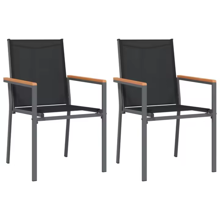 vidaXL Sillas de jardín textilene y acero negro 55x61,5x90 cm - 1