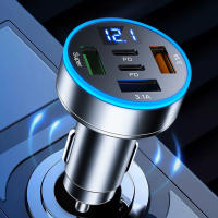 Cargador De Coche 5 En 1 Adaptador Rápido Con 3 Puertos USB + 2 PD QC3.0 Monitor De Voltaje C Type Para iPhone Samsung - details 1