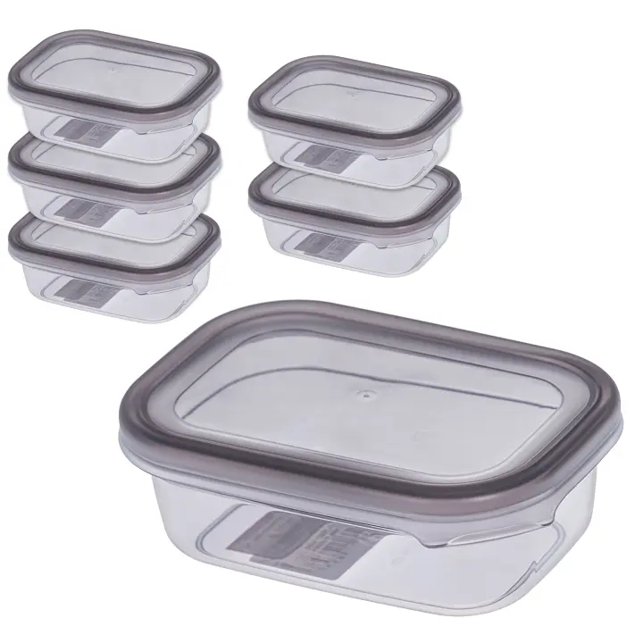 Fiambrera Plástica con Tapa. Pack 6 Unidades. El calor y el frío resiste. Apta para Microondos, Lavavajas. Set de Fiambreras con Tapa para Almacenar Alimentaciones de Forma Segura. Fiambrera Rectangular con Tapa Hermética - 1