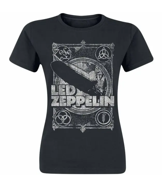 Rockoff Trade Camiseta de Chica LED ZEPPELIN Vintage Print LZ1 Licencia Oficial - 1