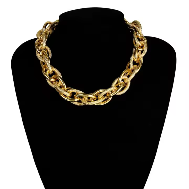 Collar Gargantilla Punk Multicapa Dorado Para Mujer Joyería Hip Hop Cadena Gruesa Y Gruesa Collar Clavícula Gran Tamaño - 1