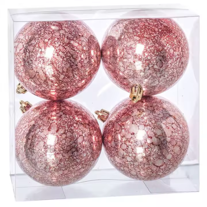 Gerimport Set 4 Bolas Navidad Plástico Rojo y Blanco 8 Cm Decoración Navideña - 1