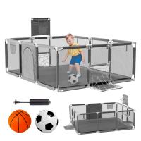 Parque Infantil Bebe + Pelota de Fútbol y Baloncesto - Corralito Plegable 180 x 120 x 60cm - Parque de Juegos Con Malla Transpirable - Centro de Actividades Gimnasio Cuna - details 0