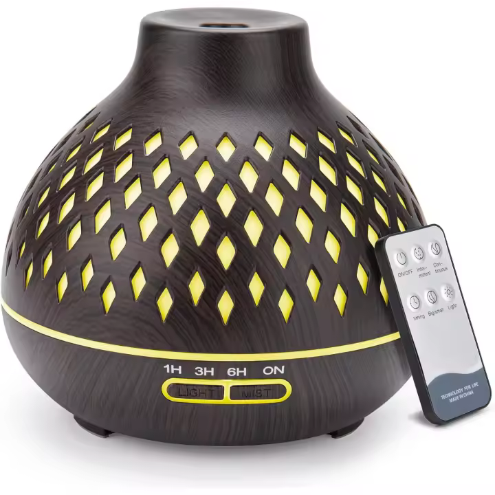 PORCHEDDU Difusor de Aceites Esenciales, 400ml Humidificador de Aire Aromático con Función Cool Mist a Distancia con 7 Luces LED de Colores PARA EL Dormitorio y el Hogar. - 1