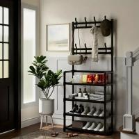 Estantería Multifuncional de Acero al Carbono con Ganchos, Tamaño 80x26x153 cm, Estantería de Zapatos y Organizador para Entrada, Baño, Dormitorio y Oficina - details 2