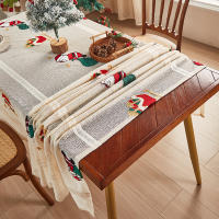 Mantel De Encaje Con Bordado De Santa Claus De Dibujos Animados En Color Oliva Para Fiesta De Navidad Estilo Americano Máquina Lavable Y Reutilizable - details 1
