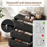 Cómoda de 4 cajones 55×40×95 cm, mueble de almacenaje moderno con acabado tejido, estructura estable de madera, para dormitorio y salón - details 1
