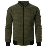 Chaqueta De Manga Larga Para Hombre Con Cuello Erguido Y Cremallera Estilo Casual Chaqueta De Patoche Con Patrón Cuadriculado - details 31