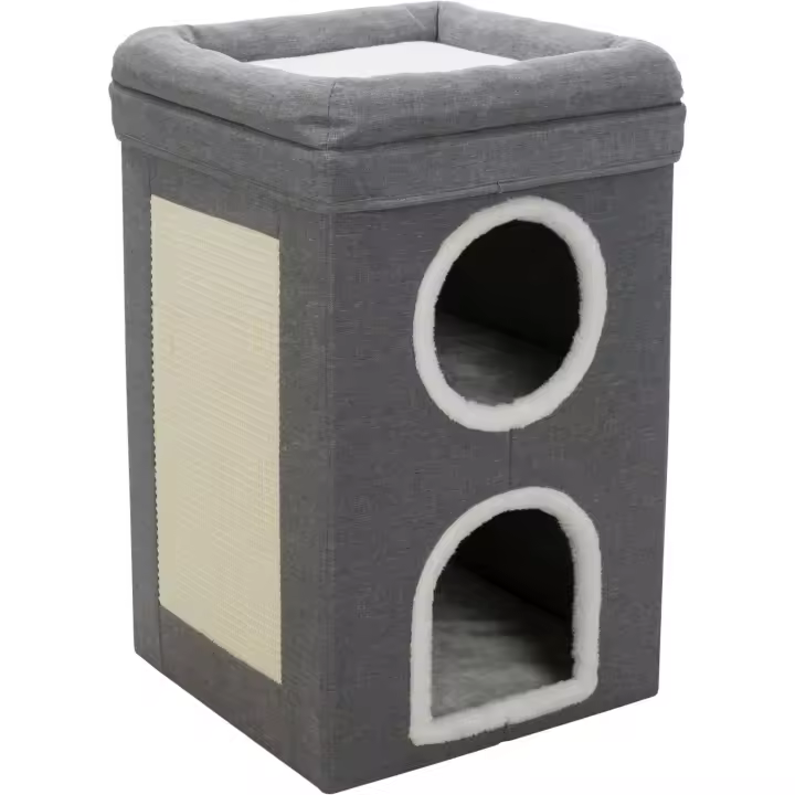 Trixie Rascador Torre Saul Gris para Gatos con Cueva y Plataformas Acolchadas - 1