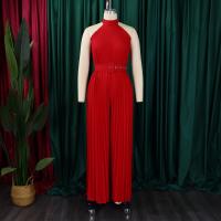 Elegante Monopiece Plisado Para Mujer Con Cinturón Y Pierna Ancha De Largo Al Suelo Sin Mangas Y Cuello Redondo Para Fiesta Y Cumpleaños - details 23