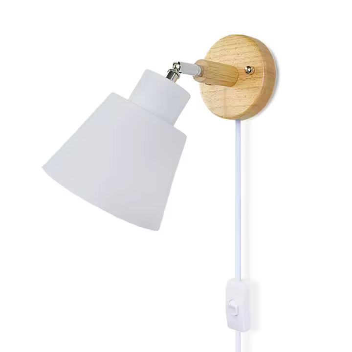 Nordic Wall light Indoor DIY E27 Wooden 6 Colors EU/UL Plug 350° Wall lamps For Living room Bedroom Aisle Sconce Fixtures Decov - 1