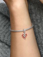 Pandora - Charm Colgante Navideño con forma De Corazón de Doble Bastón de Caramelo-Plata de Lei - details 2