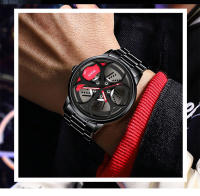 Set De 2 Relojes De Pulsera Para Hombre Moda Deportiva Lujo Acero Inoxidable Impermeable Cuarzo Pulsera De Hub De Rueda De Coche - details 3