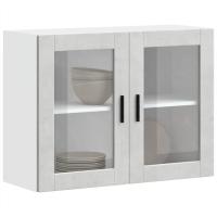 vidaXL Armario de pared para cocina puerta cristal Porto en color Roble ahumado/Roble Sonoma/Negro y más | almacenamiento funcional diseño moderno para baño dormitorio sala - details 5
