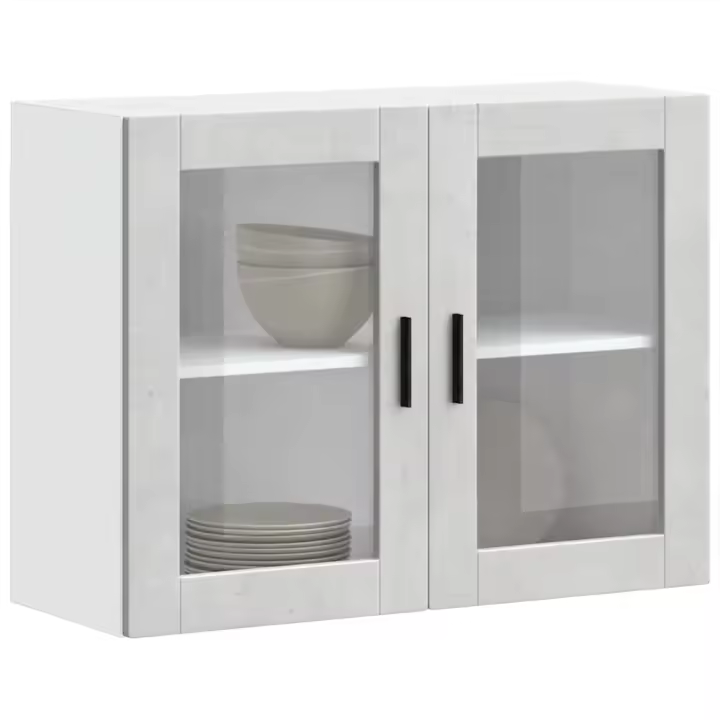 vidaXL Armario de pared para cocina puerta cristal Porto en color Roble ahumado/Roble Sonoma/Negro y más | almacenamiento funcional diseño moderno para baño dormitorio sala - 1