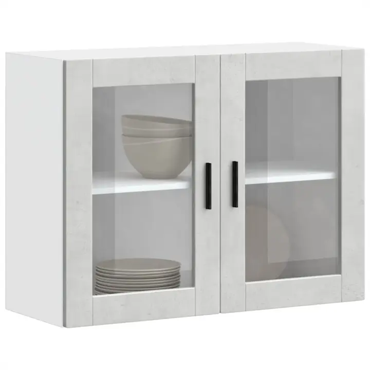 vidaXL Armario de pared para cocina puerta cristal Porto en color Roble ahumado/Roble Sonoma/Negro y más | almacenamiento funcional diseño moderno para baño dormitorio sala - 1