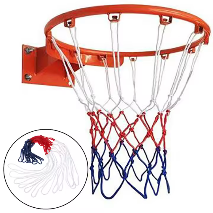 Red De Baloncesto Duradera De 48cm Tejido De Nylon Tri-Color Universal Reemplazo Para Rama De Baloncesto Mesh Compatible Con Todas Las Horquillas De Baloncesto - 1