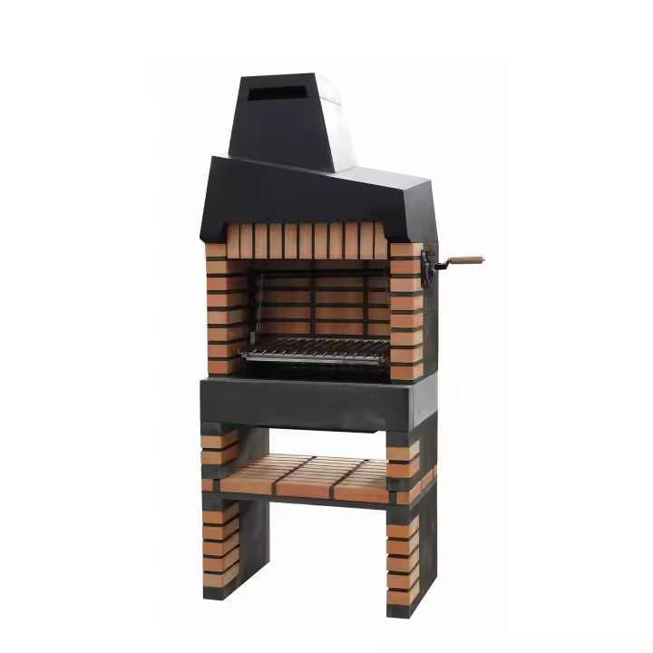 MOVELAR - Barbacoa de Obra Prefabricada para Leña y Carbón Modelo California Plus Full Grill (Gris, Naranja - 86,5 x 58 x 215 cm) REF: M00134 - Uso en Exteriores - 1