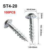 100pcs Tornillos Autoperforantes De Alta Resistencia Para Boquilla De Agujeros En Madera Galvanizados Antirrosa Oblicuos ST4-25 ST4-38 - details 3