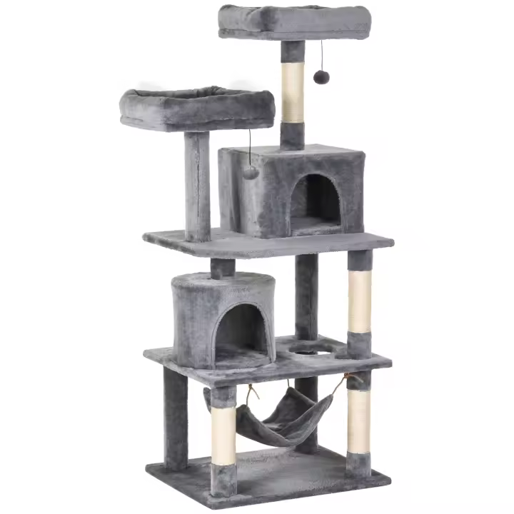 Rascador árbol trepador con Agujero para Gatos y el baúl de la red 60x50x145cm para Gatos activos - 1