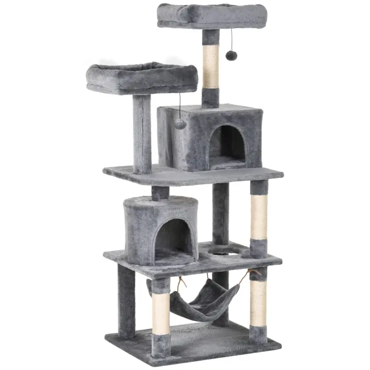 Rascador árbol trepador con Agujero para Gatos y el baúl de la red 60x50x145cm para Gatos activos - 1