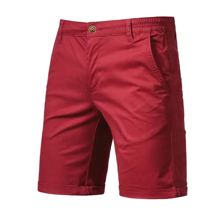 Verano nuevos pantalones cortos casuales de algodón para hombres europeos y americanos rectos ajustados pantalones de cinco cuartos ropa de hombre de color sólido de gran tamaño - 1