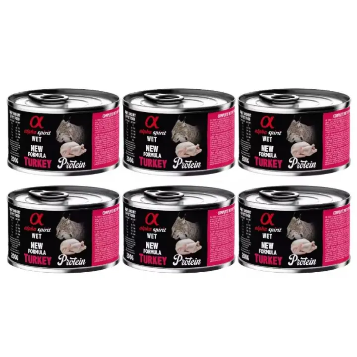 Pack de 6 - Alpha spirit ALIMENTO HÚMEDO DE PAVO PARA GATOS (200gr) Comida húmeda para gatos - 1