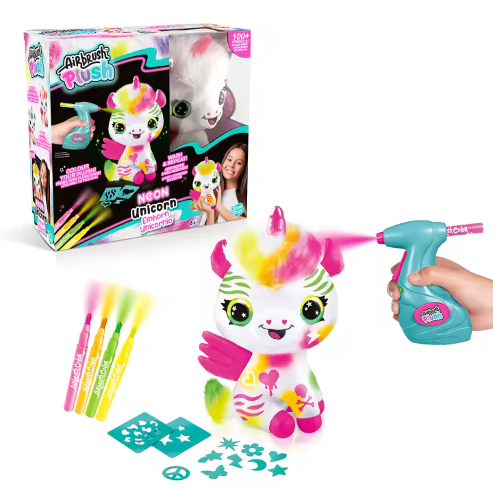Colorea tu Unicornio de Neón - Neon Unicorn Plush - Airbrush Plush - Canal Toys -  AIR024 - 1