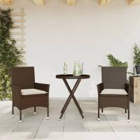 vidaXL Mesita sillas con cojines 3 pzas ratán sintético vidrio en color Marrón/beige y gris/Negro y crema y más | cómodas modernas ergonómicas para comedor cocina salón hogar - details 0