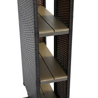 Set de Bar de Jardín de 7 Piezas with Cepillos, Espacio para Estantes, Tabla de Mesa de Cristal Templado, Ratán de Poliéster, Mezclas de Negro y Marrónnegro - details 5