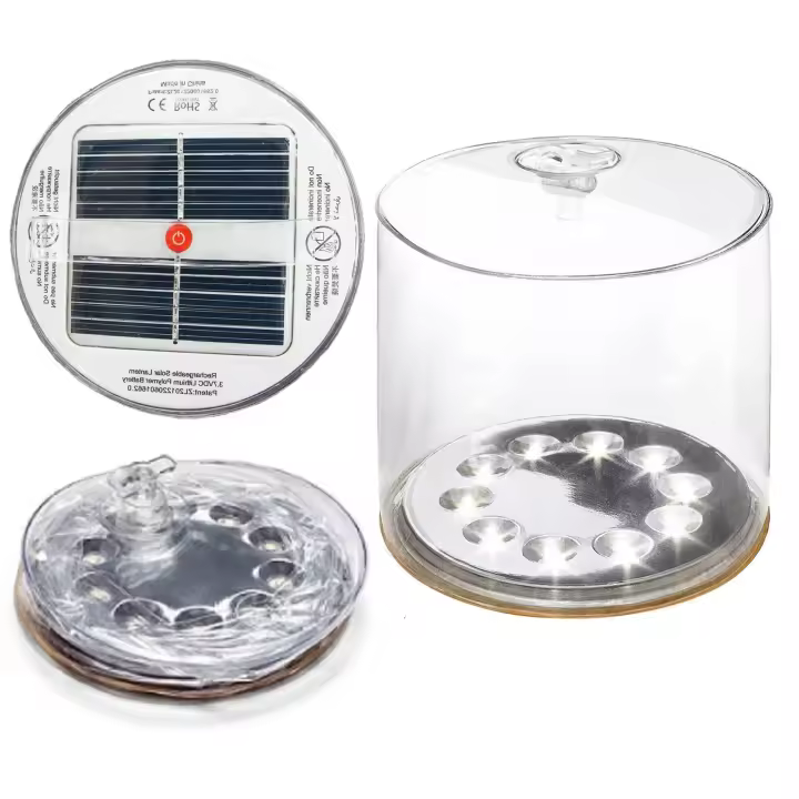 Lámpara Solar Inflable Para Camping Con 10 LED Recargable a Través De Solar Sombrilla De Vidrio Mate Impermeable Luz Exterior Eficiente En Energía - 1