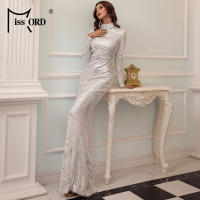 Vestido Largo Bodycon Elegante Para Mujer Missord Con Cuello Alto Y Lentejuelas Manga Larga Para Fiesta De Noche Otoño Invierno - details 10