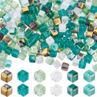 Kit De Hacer Collares Con Cuentas De Vidrio Cuadradas 4mm 6 Colores Transparentes Verde AB Platinado Facetadas 300Pcs Por Caja - details 0