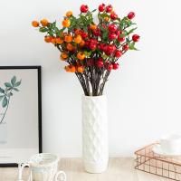 Rama De Pimienta Con Hojas Y 9 Cabezas De Pomegranato Falsas Rojas Y Naranja Para Decoración De Jardín Y Hogar Material De Seda - details 1