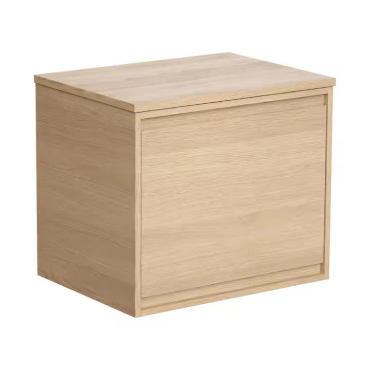 Vente-unique - Mueble de baño con cajón a la inglesa y planche - 80 cm - Chapado roble - MESLIVA - 1