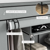 HOMCOM Armario de Tela para Dormitorio Armario Portátil con 10 Compartimentos 2 Rieles Colgantes y 4 Cajones de Tela 166x42,5x169,5 cm Gris Oscuro - details 4