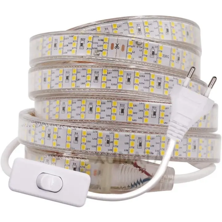 2M 220V Tira LED SMD 2835 Blanco Frio Super Brilliant (276 LED/m) Luz de Cuerda LED Flexible IP67 Impermeable para Escalera Cocina Decoración interior - 1